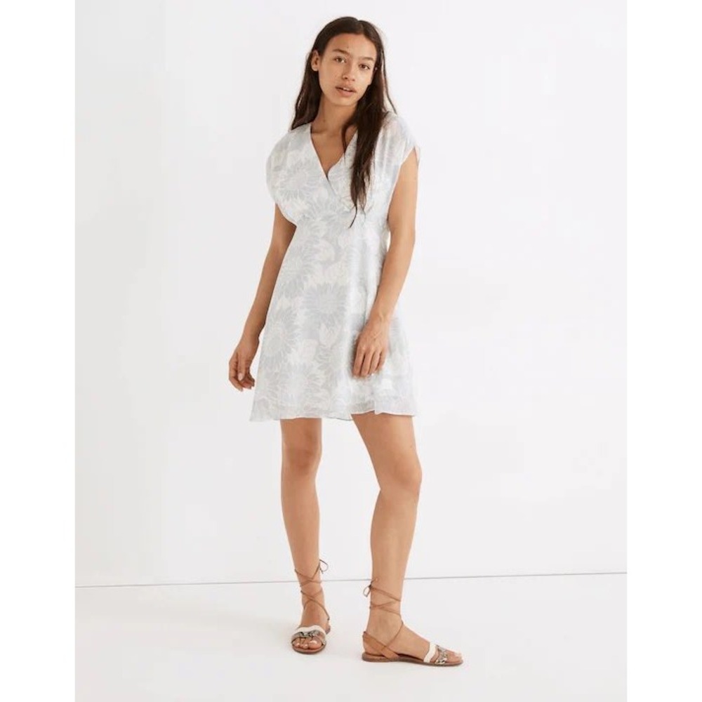 NWT Madewell Silk Crossover Mini Dress in Sunflower Season Size 0
